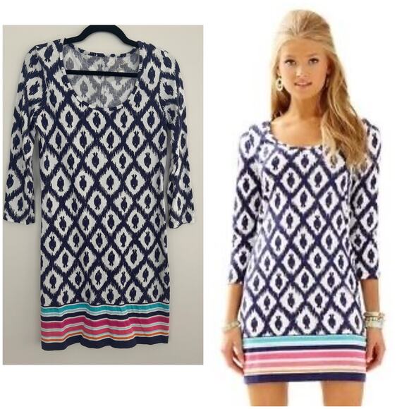 Lilly Pulitzer Beacon T-Shirt Dress in Bright Navy Little Fish Print - Picture 1 of 7